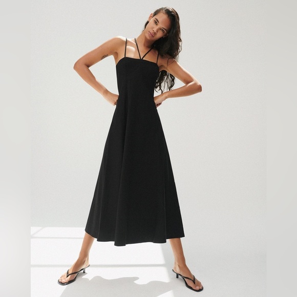 NWT Zara LINEN BLEND DRESS M Black | 3067/303 - Picture 4 of 13